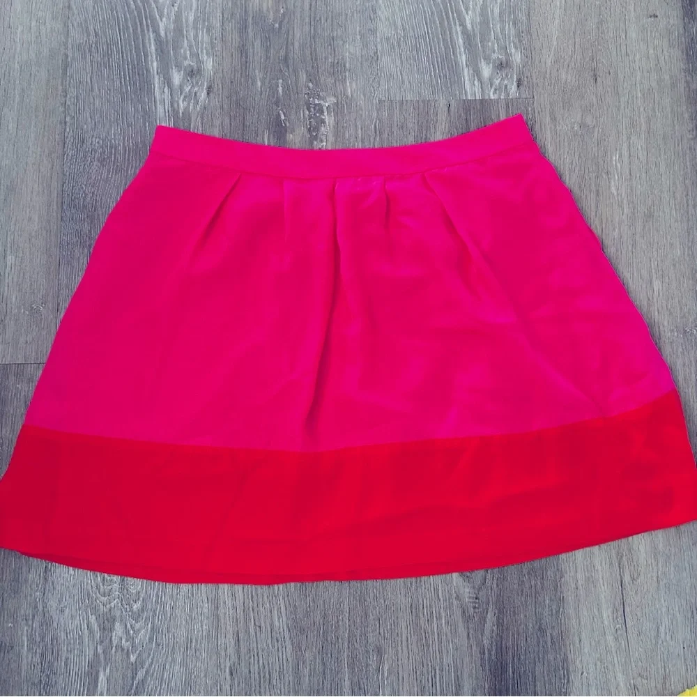 J. Crew Vibrant Pink and Orange Pleated Skater Skirt Size 14